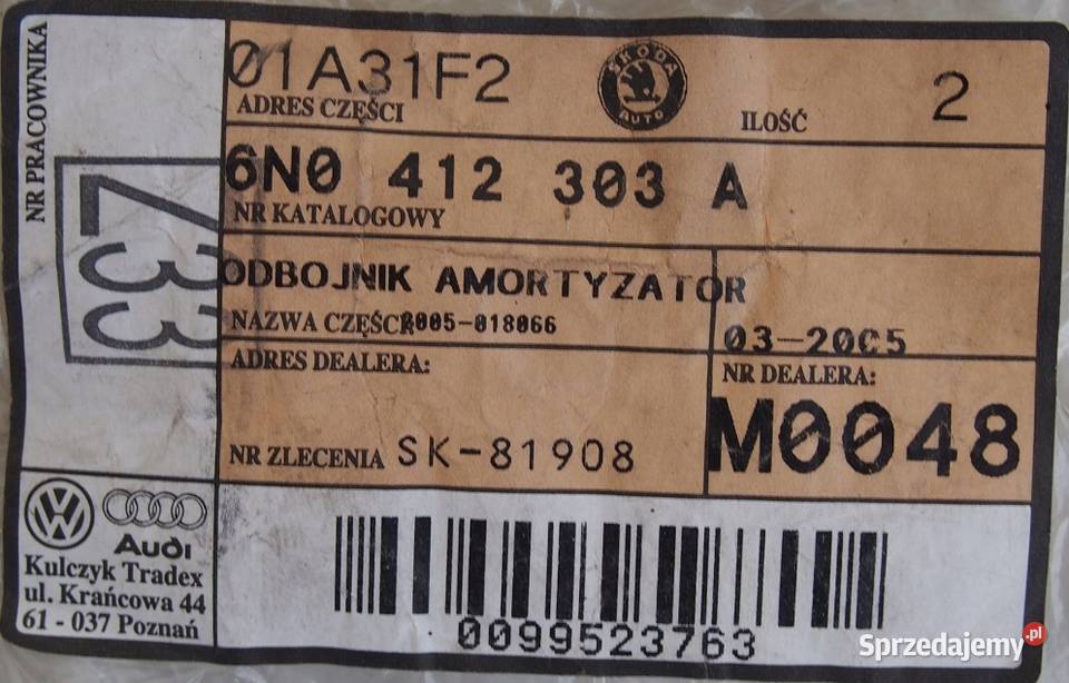 Odbojnik amortyzatora przód Seat Skoda Audi VW osobowe Czernica sprzedam