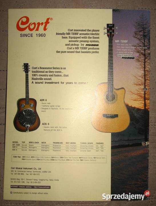 Cort Acoustic Guitars 1997 Catalog katalog gitar Kępice