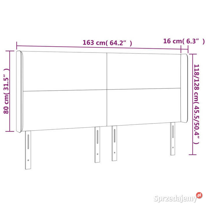 Zagłówek do łóżka z LED szary 163x16x118128 Warszawa sprzedam