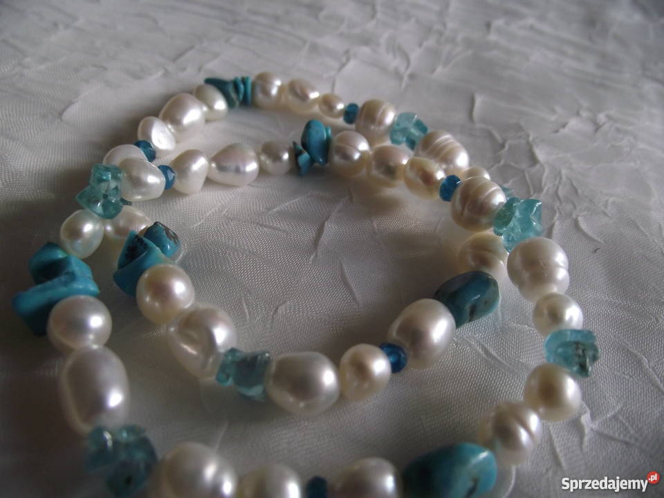 DWIE BRANSOLETY Z PEREŁ TURKUSÓW I CHRYZOKOLI sprzedam
