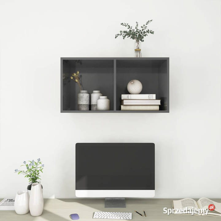 Wisząca szafka pod TV wysoki połysk szara Warszawa