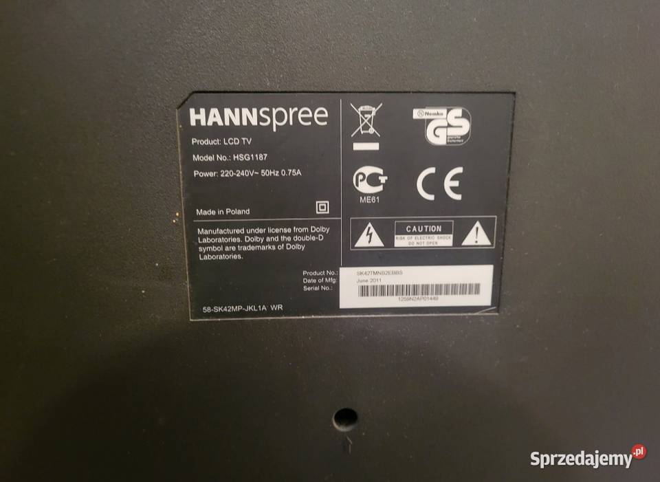 Telewizor hannspree 42 całe Możliwa zamiana USB lubelskie Honiatycze