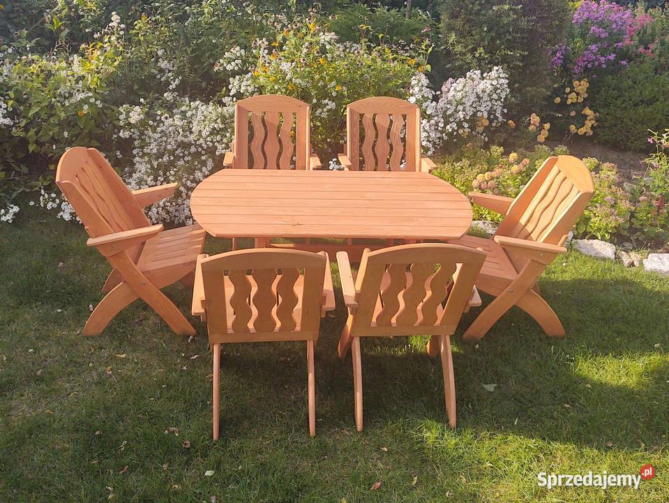 Meble ogrodowe drewniane składane typ X lamel 6 śląskie Kalety