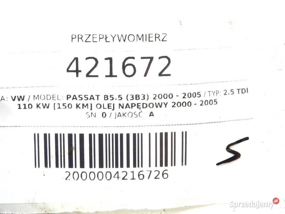 PRZEPŁYWOMIERZ VW PASSAT B5 FL 059906461D 25 150