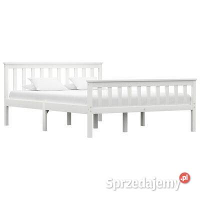 vidaXL Rama łóżka biała lite drewno mazowieckie Warszawa
