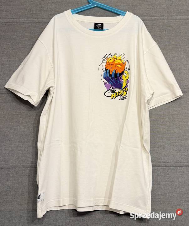 Biała męska koszulka z nadrukiem Balance rozmiar Żyrardów sprzedam