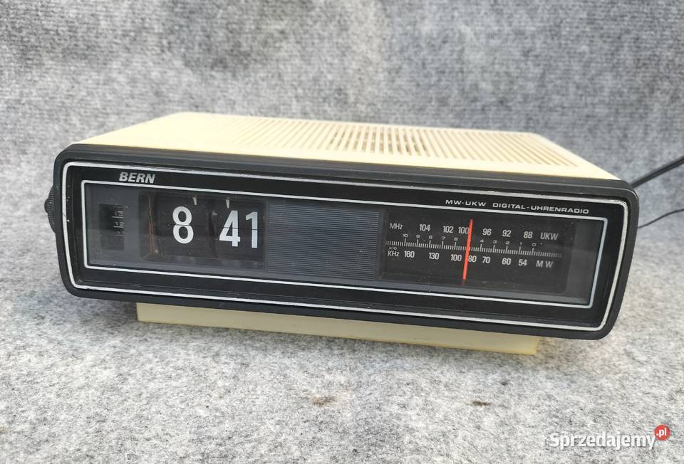 Zegar klapkowy radio BERN unikat vintage biały wielkopolskie Leszno