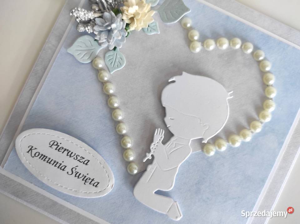 Kartka ręcznie robiona Komunia Święta handmade Łódź