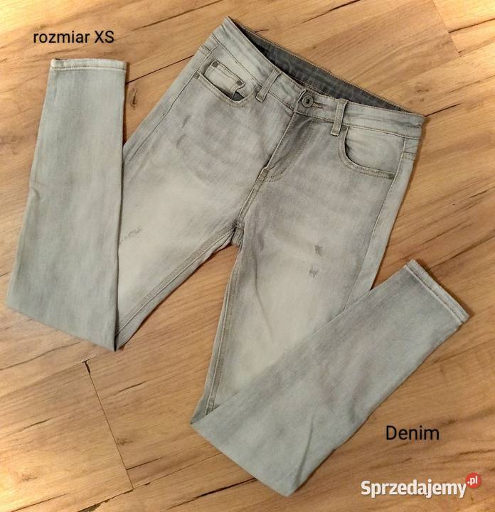 Jasnoszare bawełniane damskie spodnie denim Długie Spodnie