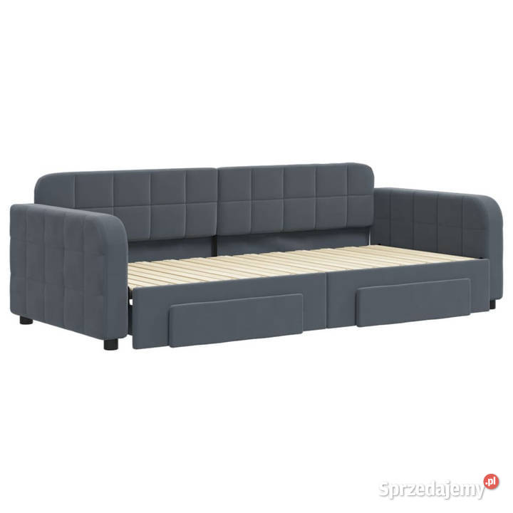 Sofa rozsuwana z szufladami ciemnoszara aksamit mazowieckie Warszawa