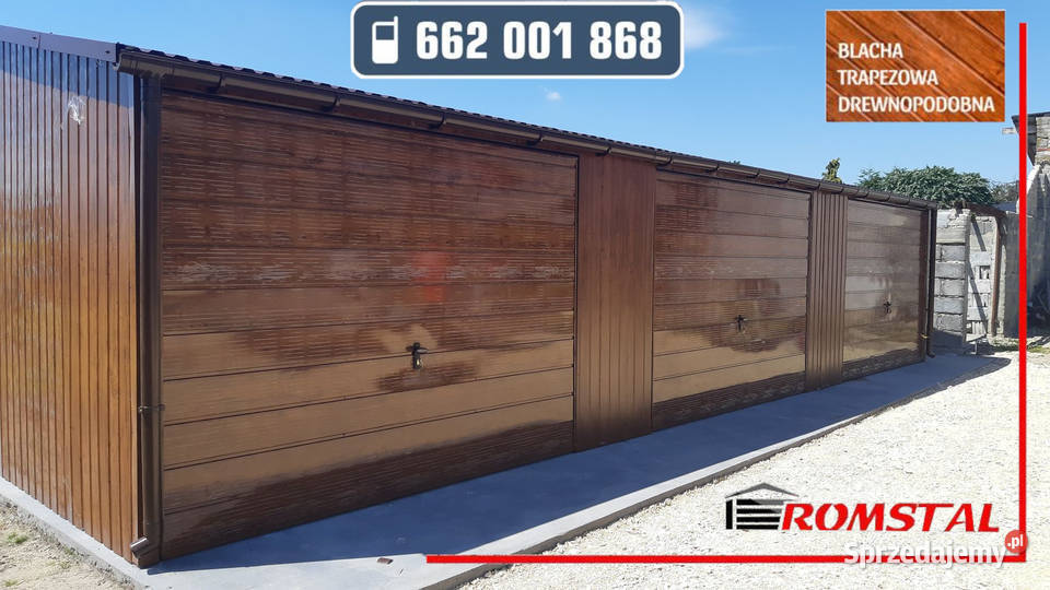 Ładny Garaż Blaszany Drewnopodobny Konstrukcja