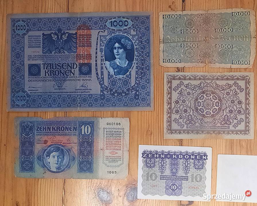Zestaw Banknotów Austro Węgry x 8 sztuk Gliwice