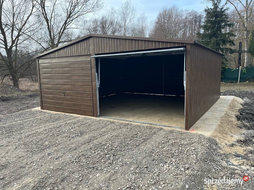 GARAŻ BLASZANY Ciemny orzech