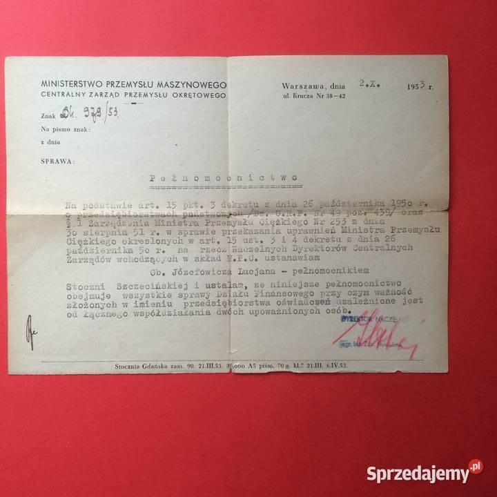 1660 Pismo Pełnomocnictwa Józefowicz Szczecin