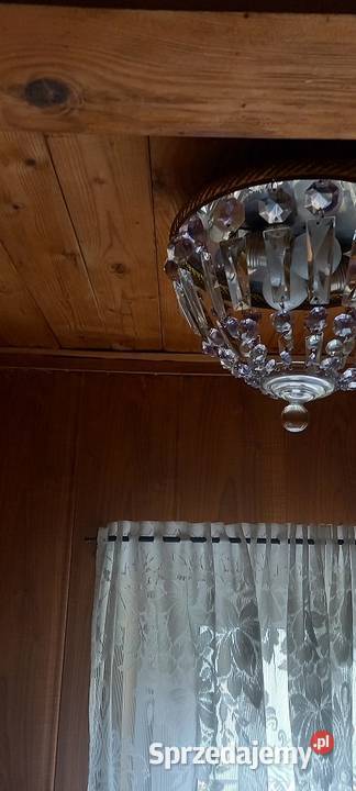 Mały plafon z kryształami mosiężna rama Skierniewice sprzedam