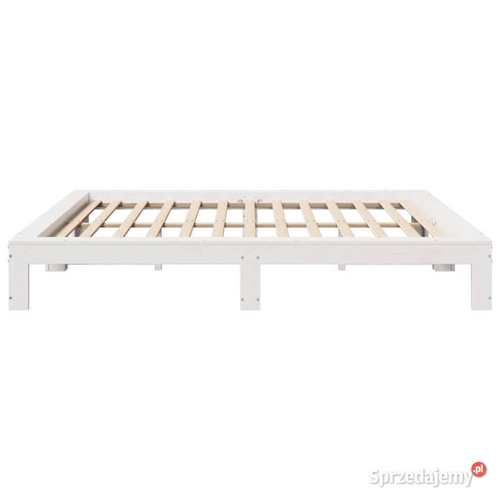 Rama łóżka bez materaca biała lite drewno 221cm mazowieckie