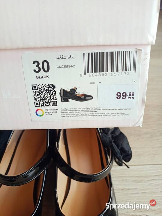 Buty baleriny dziewczęce czarne lakierki 30