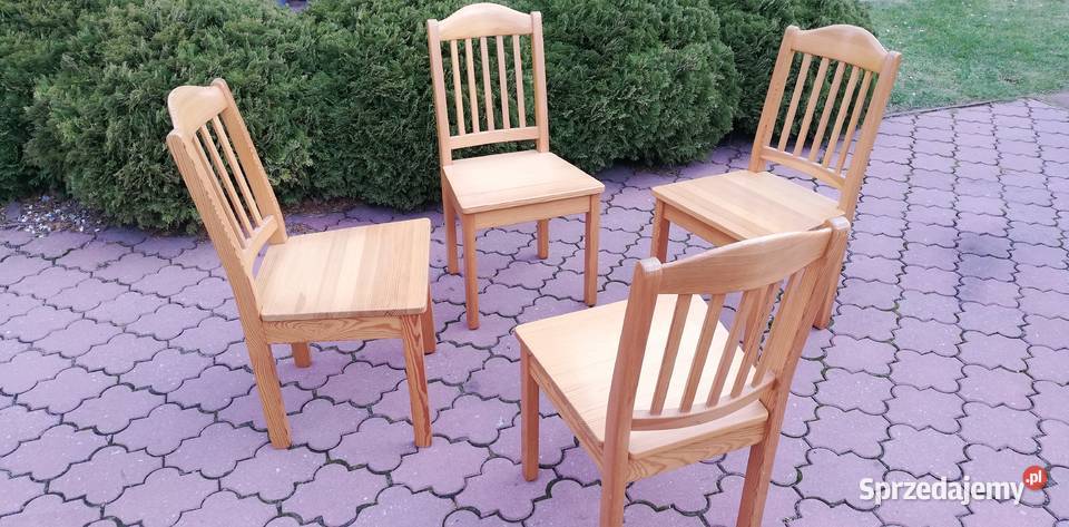 Krzesło krzesła 4 drewniane do stołu proste mazowieckie Sulbiny