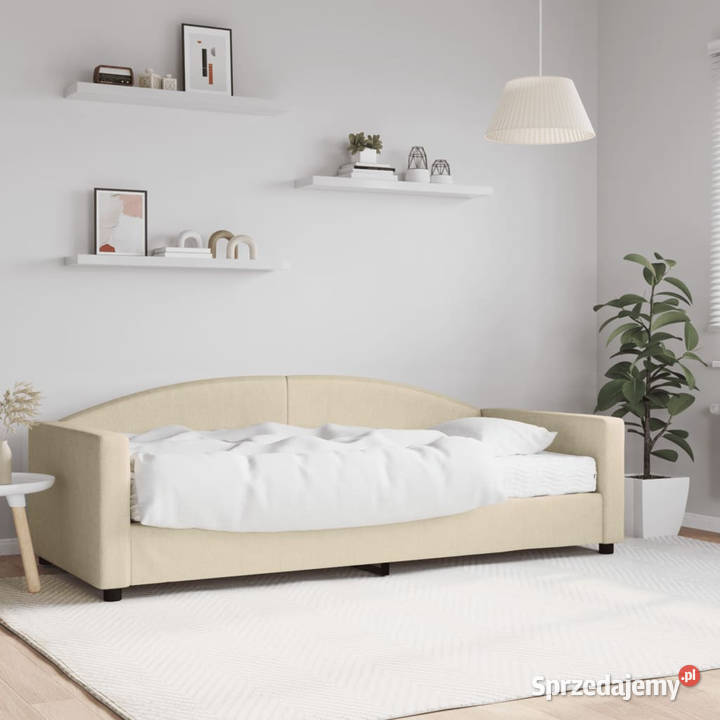 Sofa z materacem do spania kremowa tkanina mazowieckie Warszawa sprzedam
