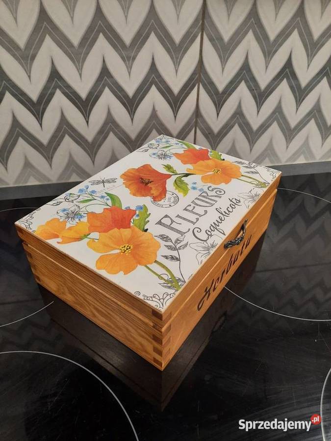 Herbaciarka z kwiatami decoupage pudełko na Kędzierzyn-Koźle sprzedam