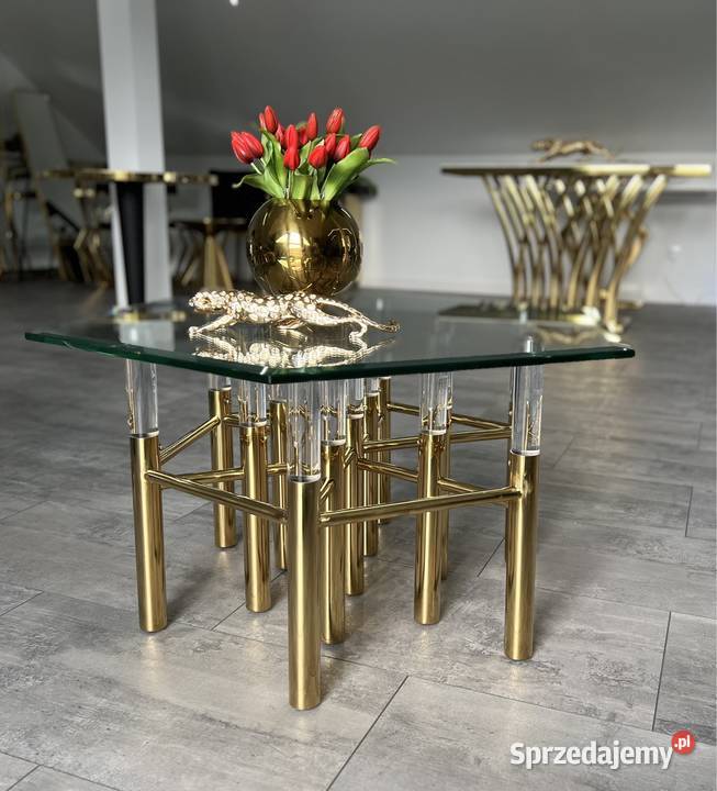 Stolik złoty szklany Premium ława nowoczesny Stoliki kawowe i ławy Nowy Sącz