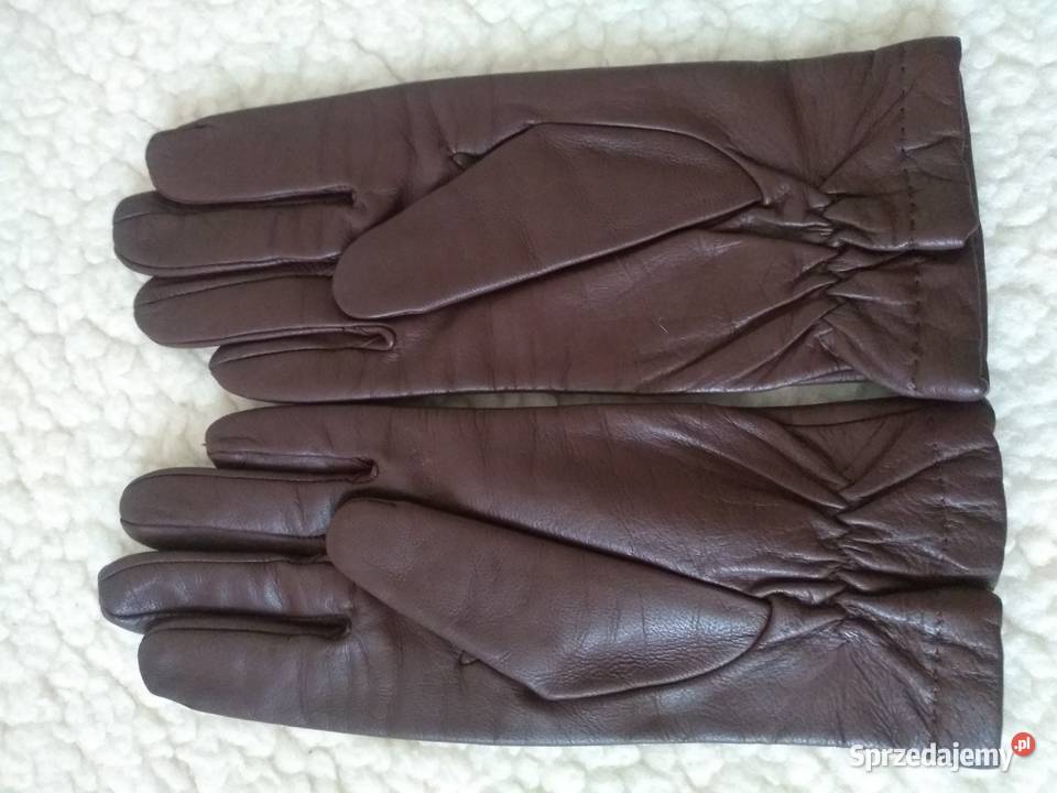 Rękawiczki męskie skórzane w kolorze brązowym Dębica