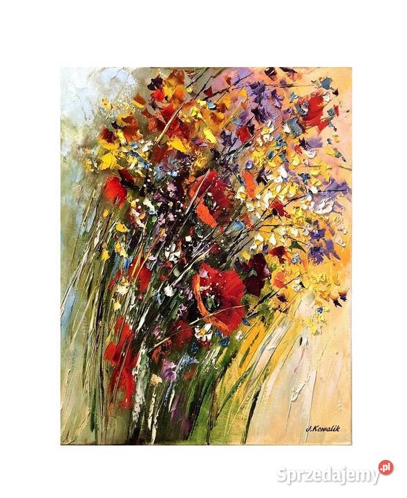 Kowalik Polny bukiet obraz olejny 40x50 kwiaty Warszawa