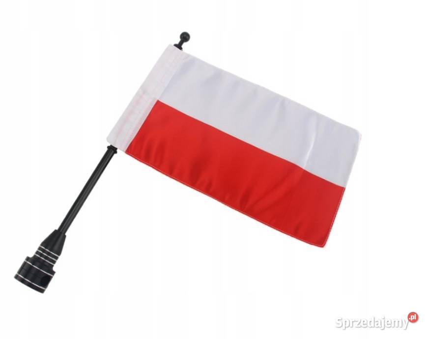 Maszt motocyklowy czarny z flagą Polski Sosnowiec