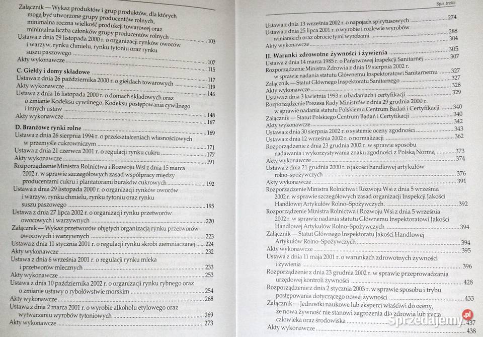 Prawo żywnościowe Zbiór przepisów Aleksander Rok wydania 2003 Pozostałe