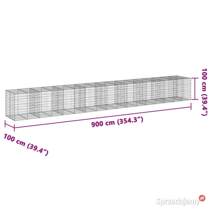 Kosz gabionowy z pokrywą 900x100x100 Warszawa