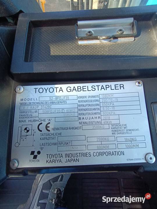 Wózek widłowy TOYOTA Tonero HST 35 2018 Żary