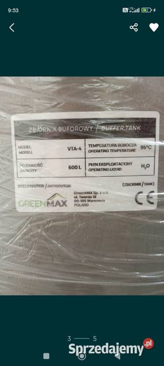 Zbiornik buforowy 600L bez wężownicy