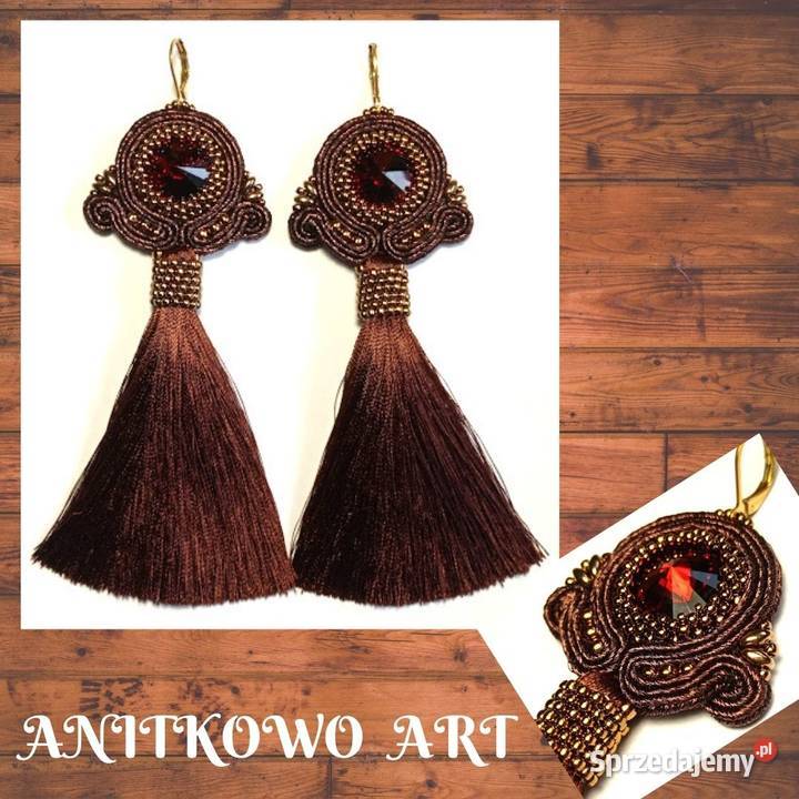 CZEKOLADOWE KOLCZYKI Z CHWOSTEM SUTASZ Warszawa sprzedam