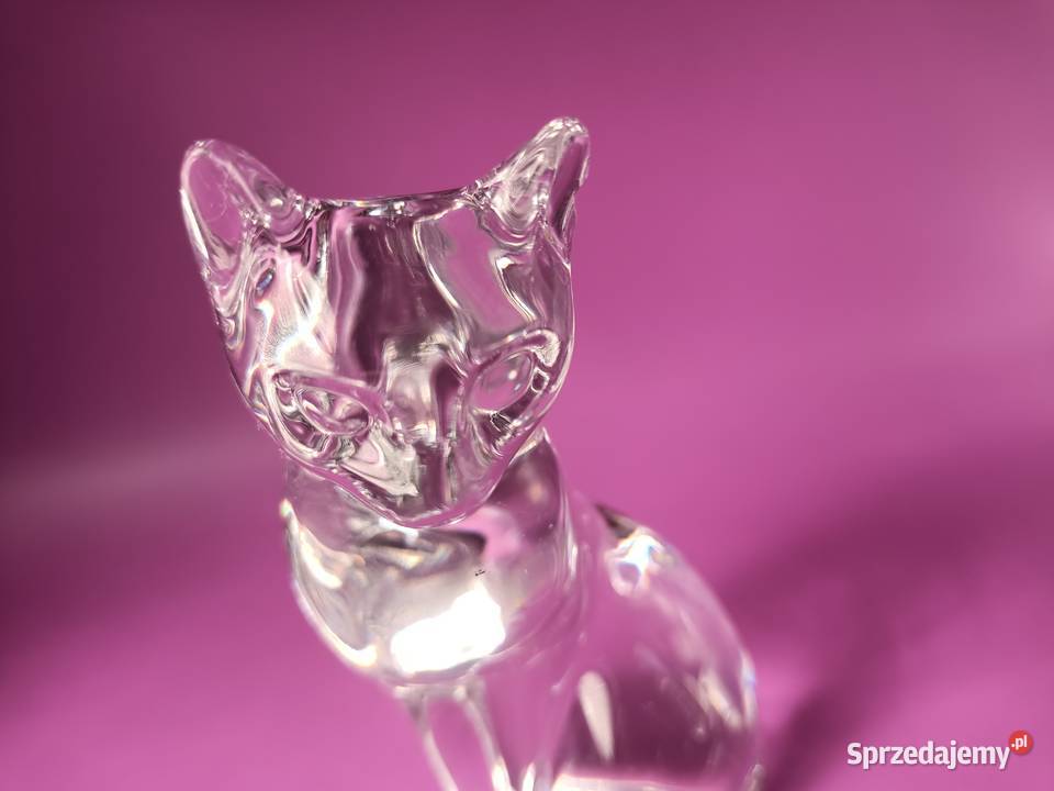Kot Lenox tafla przezroczystego szkła figurka Zamość
