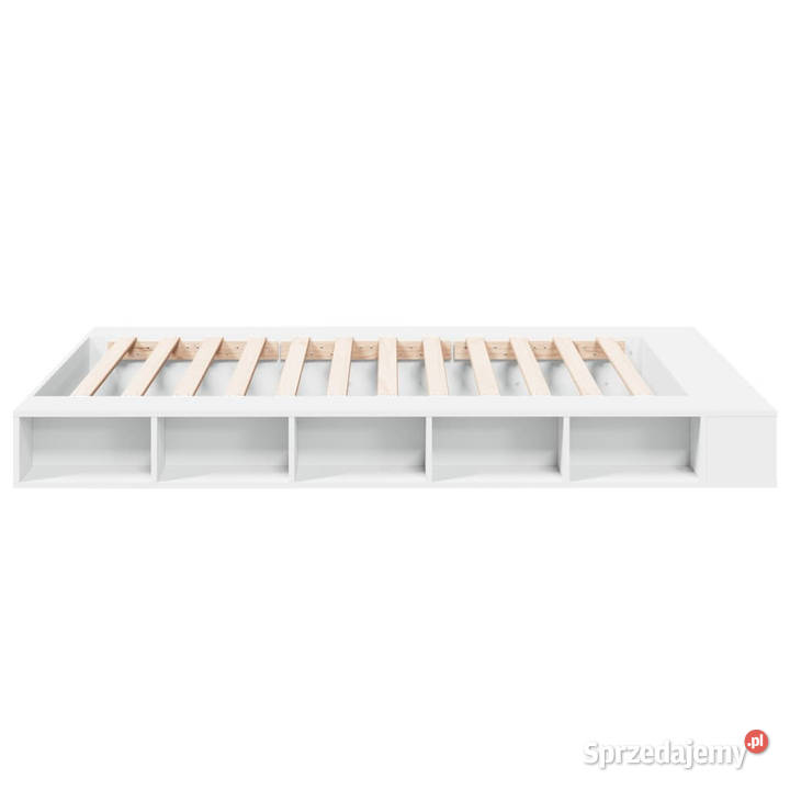 Rama łóżka biała materiał drewnopochodny 150x200