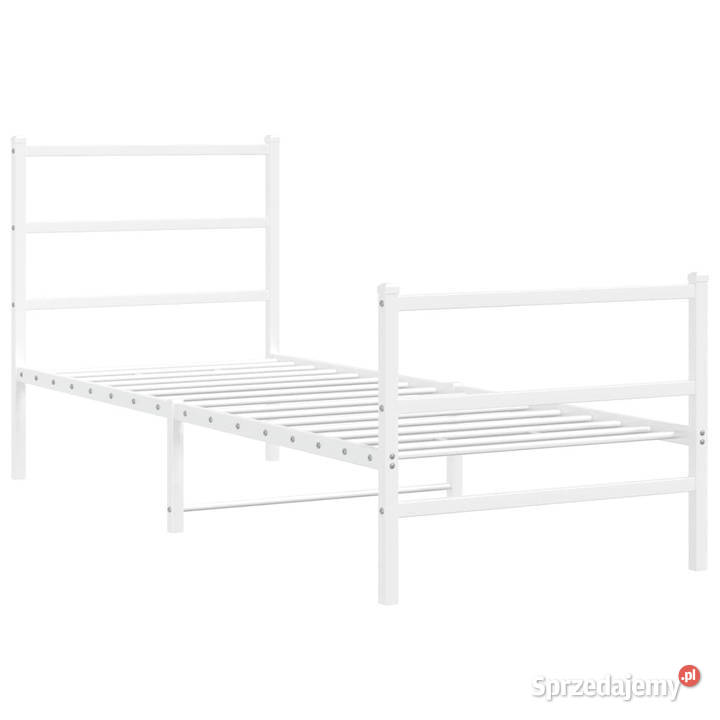 Łóżko Metalowe Białe Rama Łóżka Ze Stelażem 207cm