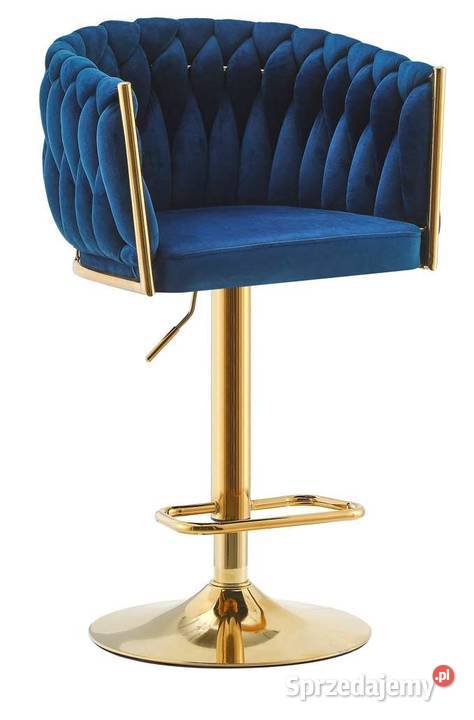 Obrotowy Hoker Tapicerowany RosaB Granatowe 54cm Tarchały Małe