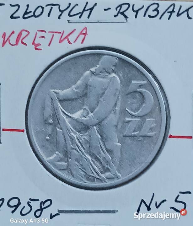 5 złotych Rybak 1958 r 5 Skrętka Konin