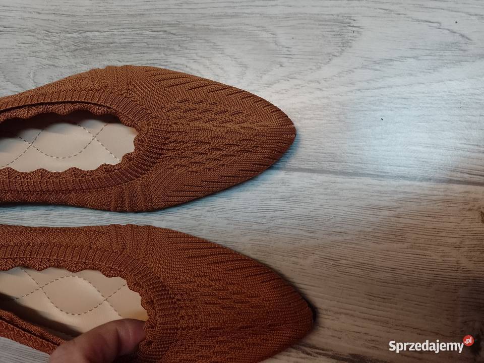 39 Brązowe dzianinowe baleriny wieczorowe NOWE małopolskie Kraków