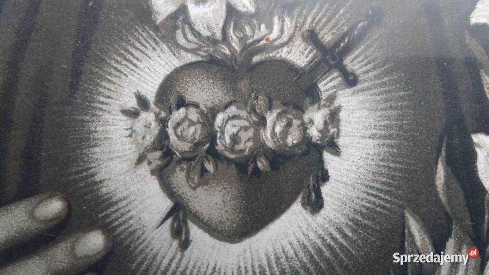 STARE ŚWIĘTE OBRAZKI JEZUS MARIA OLEODRUK