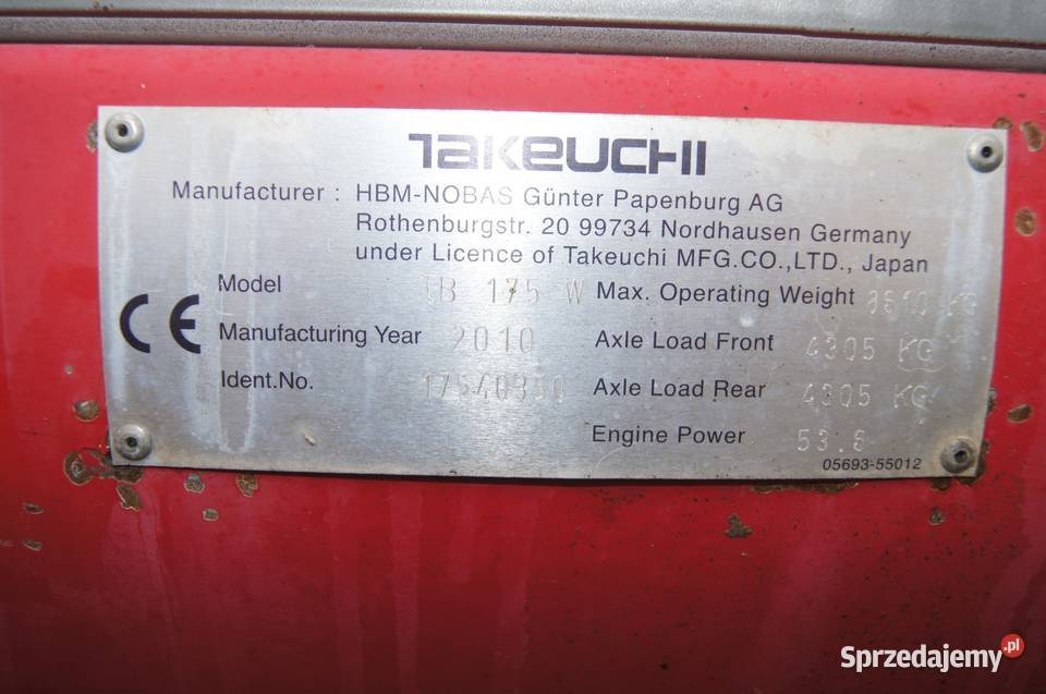 Koparka kołowa TAKEUCHI TB 175 W pełny VAT
