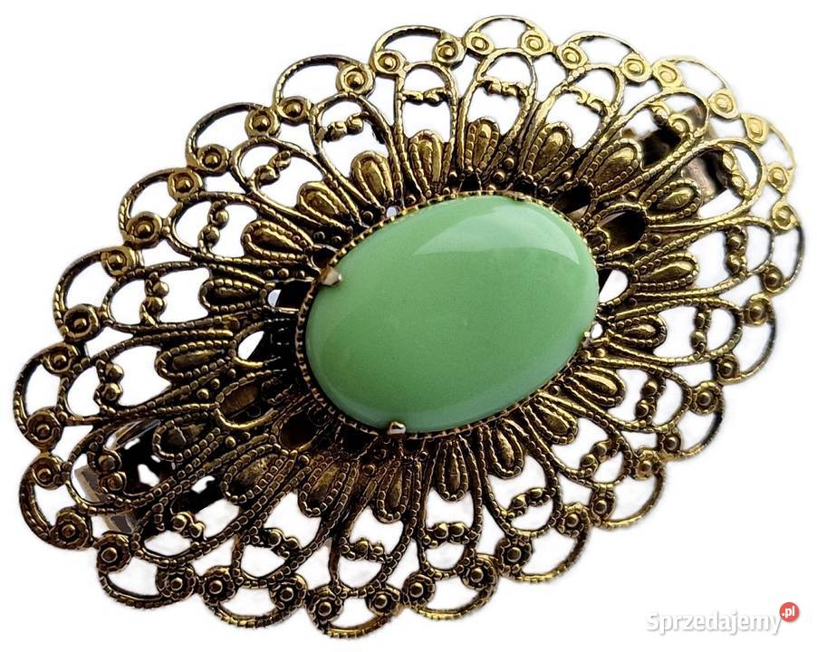 VINTAGE BROSZA W STYLU BIEDERMEIER ART DECO LATA pozłacane Częstochowa sprzedam
