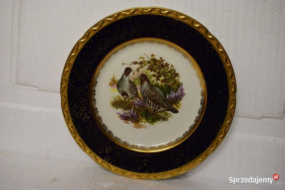 Brytyjski talerz ozdobny z serii ptactwa łownego