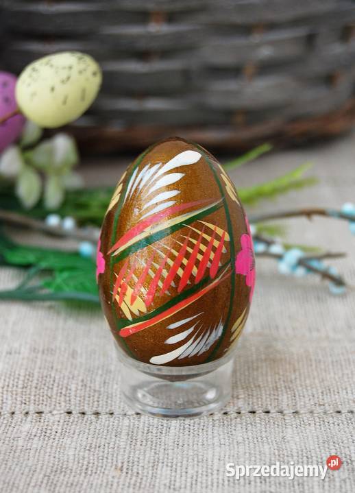 Stara pisanka drewniana malowana Ukraina 6 Dekoracje i ozdoby Lublin