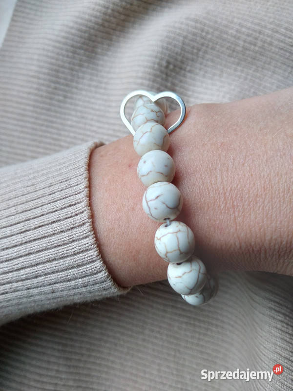 Bransoletka damska z Howlitu 10mm z konturem Kielce sprzedam