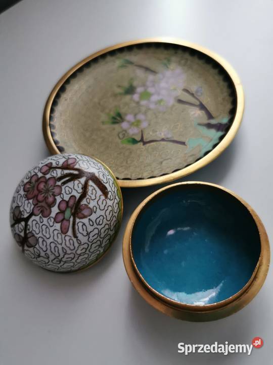 Zestaw dekoracyjny z emalii komórkowej mosiądz Rzeszów