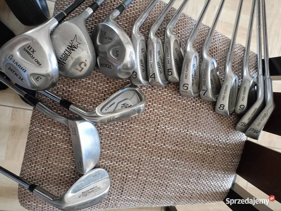 Kije Golfowe 15 sztuk z Wózkiem Torba i Golf Drawski Młyn sprzedam