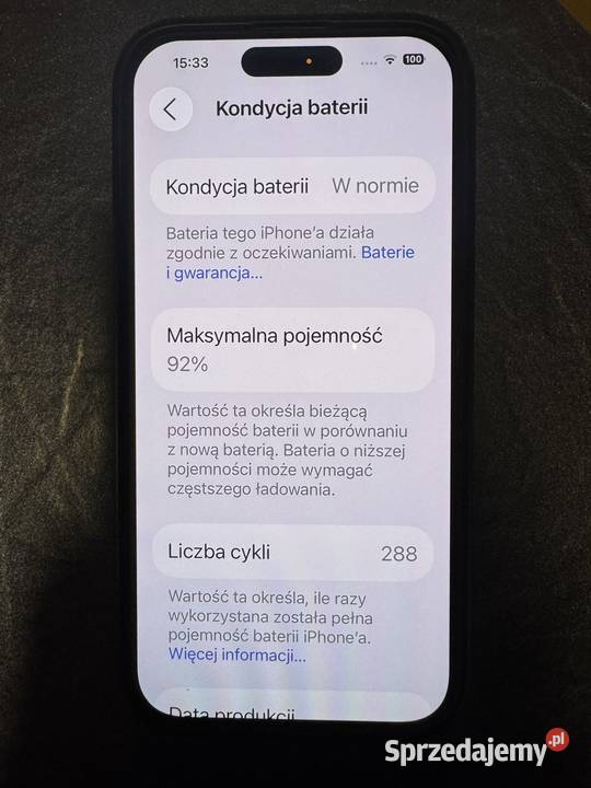 iPhone 15 Pro Stan idealny 92 baterii Komplet