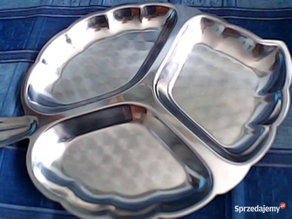 Patera metalowa chromowana w kształcie liścia sprzedam