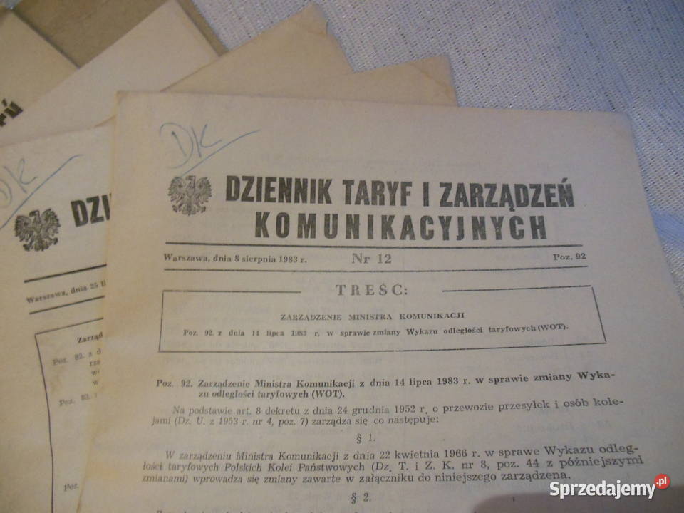 Dziennik taryf i zarządzeń komunikacyjnych Kielce sprzedam